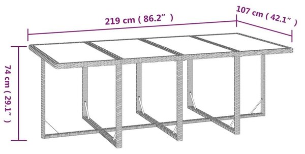 Polyrattan Kerti Étkezőgarnitúra - 9 részes - Fekete
