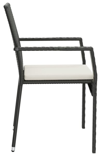 9 részes fekete polyrattan kerti étkezőgarnitúra párnákkal