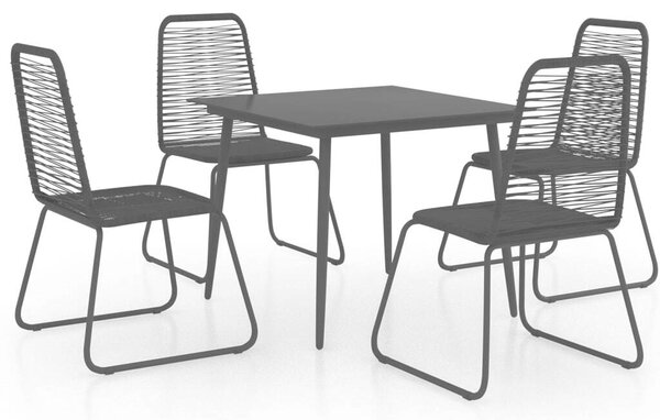 Fekete PVC Rattan Kerti Étkezőgarnitúra - 5 részes