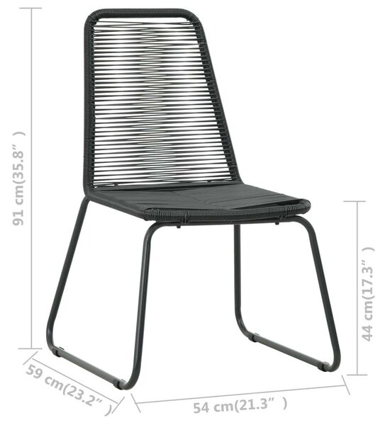 Fekete PVC Rattan Kerti Étkezőgarnitúra - 5 részes
