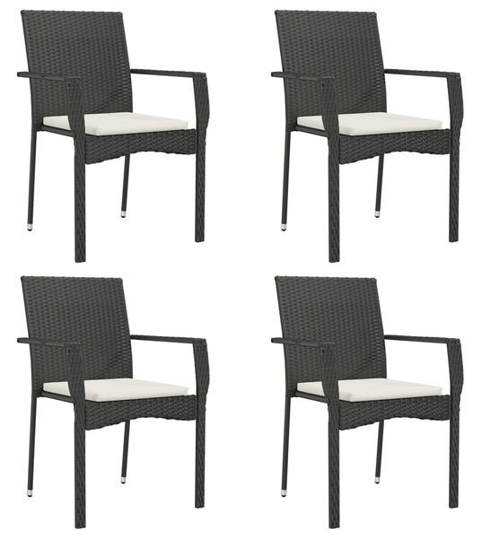 5 részes fekete polyrattan kerti étkezőgarnitúra párnákkal