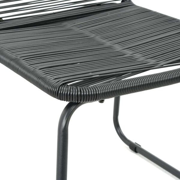 Fekete PVC Rattan Kerti Étkezőgarnitúra - 5 részes