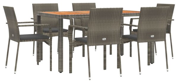 7 részes szürke polyrattan kerti étkezőgarnitúra párnával