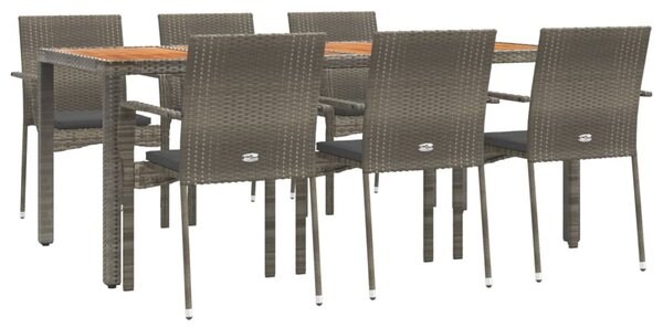 7 részes szürke polyrattan kerti étkezőgarnitúra párnával
