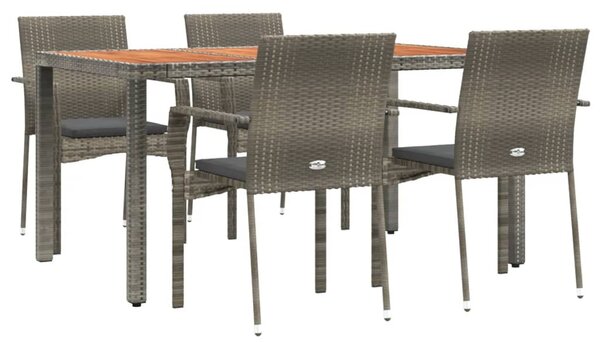 5 részes szürke polyrattan kerti étkezőgarnitúra párnával