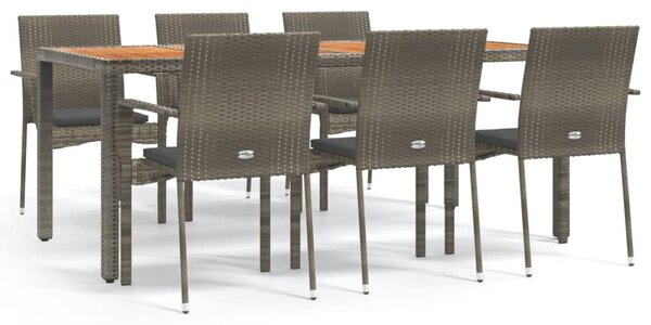 7 részes szürke polyrattan kerti étkezőgarnitúra párnával
