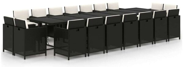 VidaXL Polyrattan Kerti Étkezőgarnitúra - 19 Személyes - Fekete