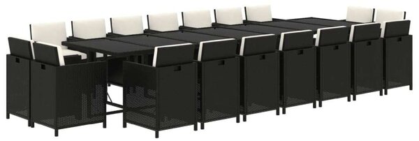 VidaXL Polyrattan Kerti Étkezőgarnitúra - 19 Személyes - Fekete