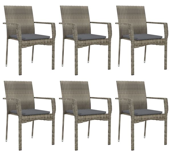 7 részes szürke polyrattan kerti étkezőgarnitúra párnával