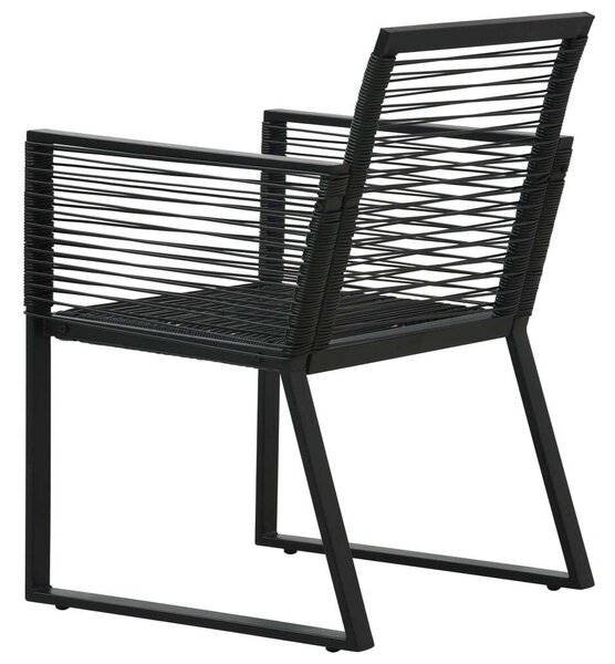 Kültéri Étkezőgarnitúra - Fekete PVC Rattan - 5 részes - 150x80cm
