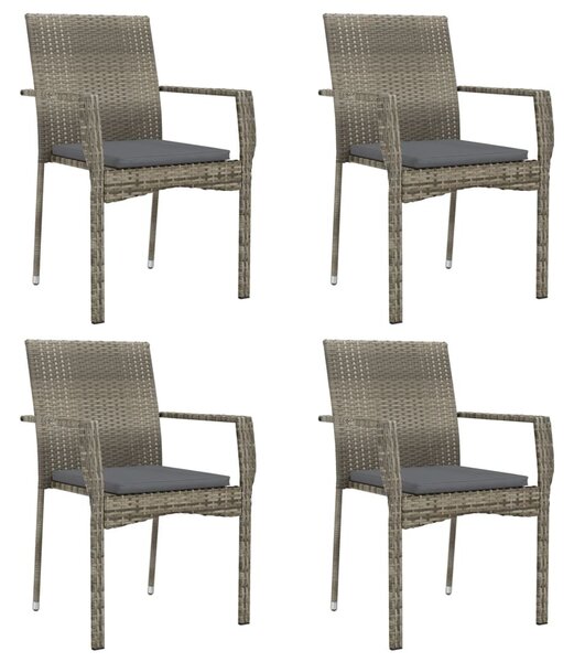 5 részes szürke polyrattan kerti étkezőgarnitúra párnával