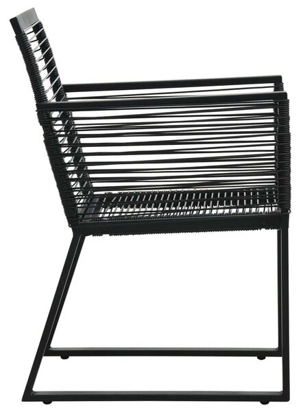 Kültéri Étkezőgarnitúra - Fekete PVC Rattan - 5 részes - 150x80cm