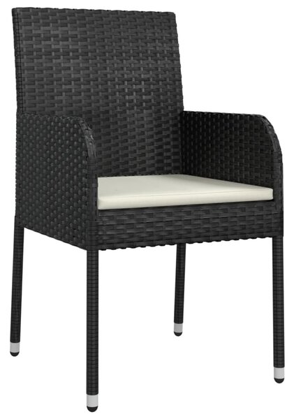 5 részes fekete polyrattan kerti étkezőgarnitúra párnákkal