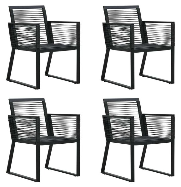 Kültéri Étkezőgarnitúra - Fekete PVC Rattan - 5 részes - 150x80cm