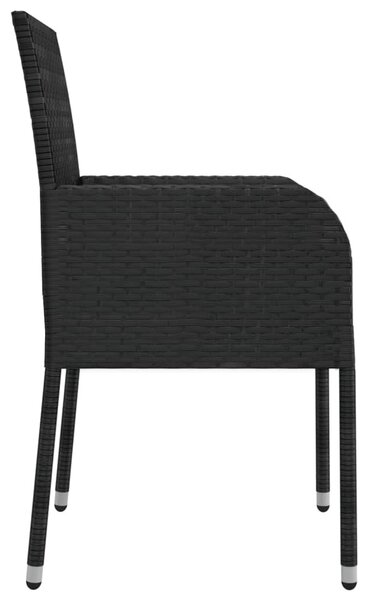 5 részes fekete polyrattan kerti étkezőgarnitúra párnákkal