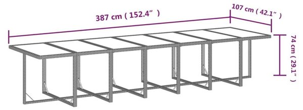 VidaXL Polyrattan Kerti Étkezőgarnitúra - 19 Személyes - Fekete