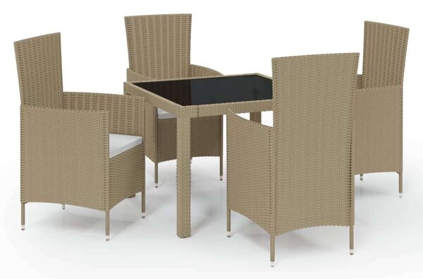 Kültéri Polyrattan Étkezőgarnitúra - 5 részes - Bézs