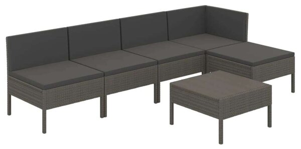 Polyrattan Kerti Bútorszett - 6 részes - Szürke