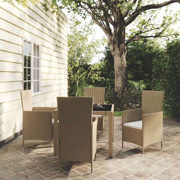 Kültéri Polyrattan Étkezőgarnitúra - 5 részes - Bézs