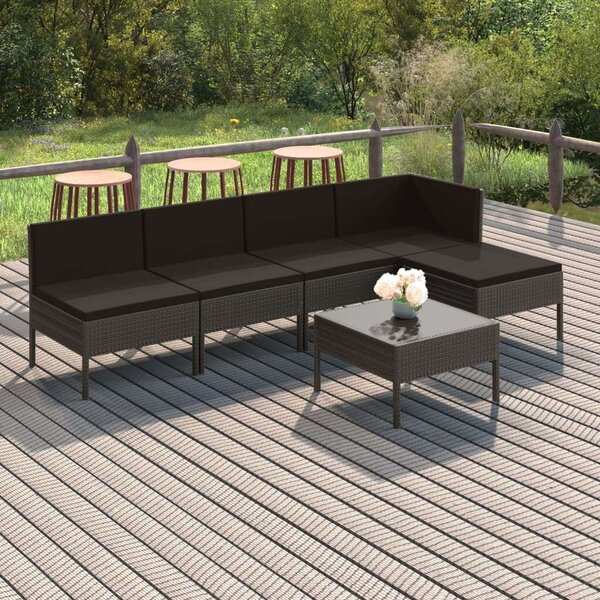Polyrattan Kerti Bútorszett - 6 részes - Szürke
