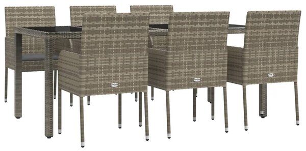 7 részes szürke polyrattan kerti étkezőgarnitúra párnával