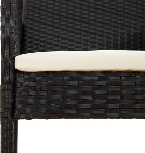 5 részes fekete polyrattan kerti étkezőgarnitúra párnákkal