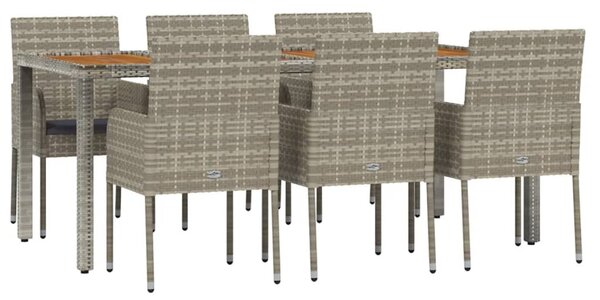 7 részes szürke polyrattan kerti étkezőgarnitúra párnával
