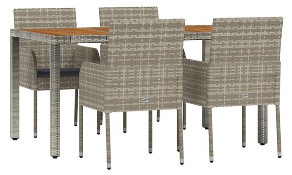 5 részes szürke polyrattan kerti étkezőgarnitúra párnával
