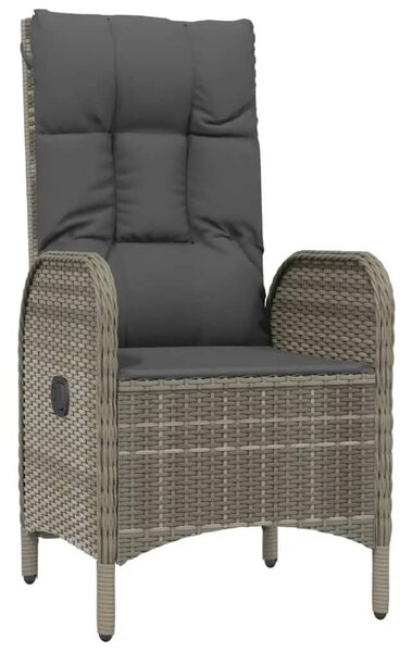 9 részes szürke polyrattan kerti étkezőgarnitúra párnával