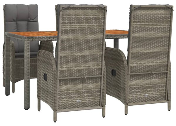 5 részes szürke polyrattan kerti étkezőgarnitúra párnával