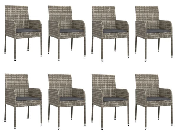 9 részes szürke polyrattan kerti étkezőgarnitúra párnával