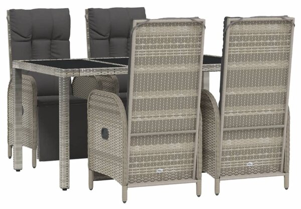 5 részes szürke polyrattan kerti étkezőgarnitúra párnával