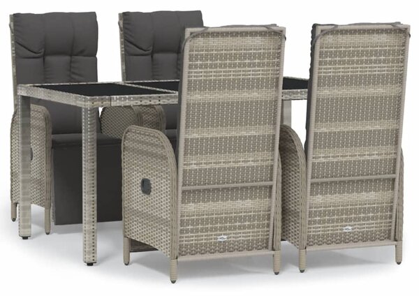5 részes szürke polyrattan kerti étkezőgarnitúra párnával