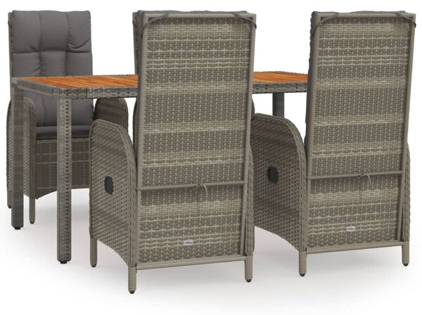 5 részes szürke polyrattan kerti étkezőgarnitúra párnával