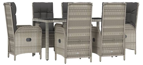 7 részes szürke polyrattan kerti étkezőgarnitúra párnával