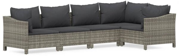 5 részes szürke polyrattan kerti ülőgarnitúra párnákkal
