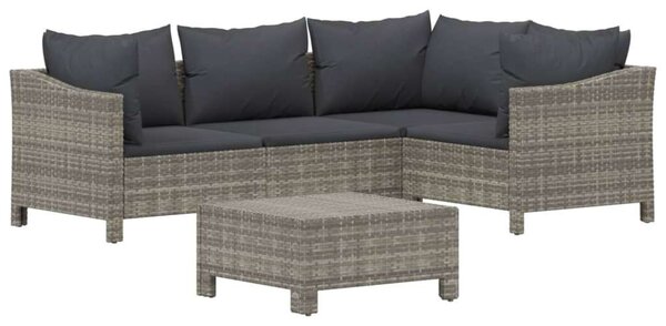 VidaXL 5 részes szürke polyrattan kerti ülőgarnitúra párnákkal