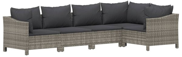 5 részes szürke polyrattan kerti ülőgarnitúra párnákkal