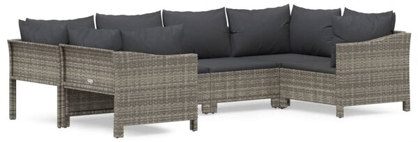 6 részes szürke polyrattan kerti ülőgarnitúra párnákkal