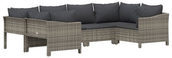 6 részes szürke polyrattan kerti ülőgarnitúra párnákkal