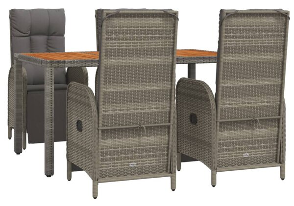 5 részes szürke polyrattan kerti étkezőgarnitúra párnával