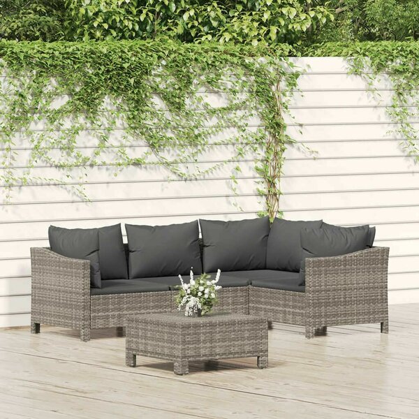 VidaXL 5 részes szürke polyrattan kerti ülőgarnitúra párnákkal