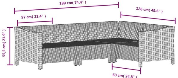 VidaXL 5 részes szürke polyrattan kerti ülőgarnitúra párnákkal