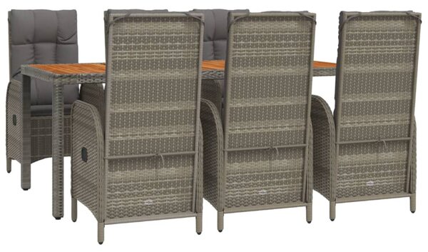 7 részes szürke polyrattan kerti étkezőgarnitúra párnával