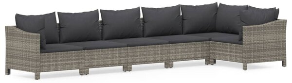 6 részes szürke polyrattan kerti ülőgarnitúra párnákkal