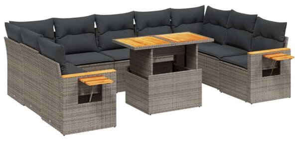 VidaXL Polyrattan Kerti Ülőgarnitúra - 10 részes - Szürke