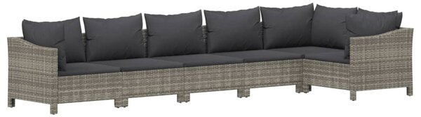 6 részes szürke polyrattan kerti ülőgarnitúra párnákkal