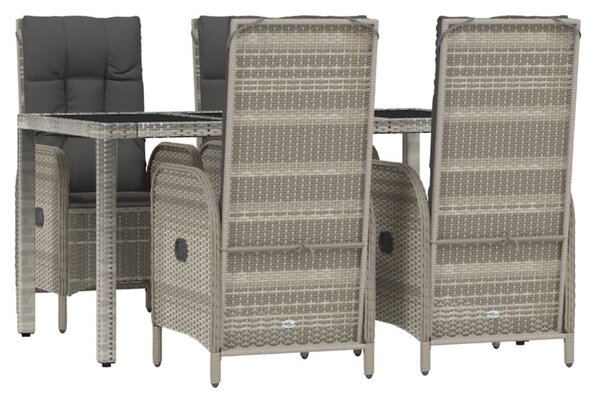 5 részes szürke polyrattan kerti étkezőgarnitúra párnával
