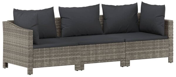 3 részes szürke polyrattan kerti ülőgarnitúra párnákkal