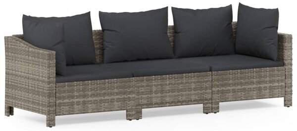 3 részes szürke polyrattan kerti ülőgarnitúra párnákkal